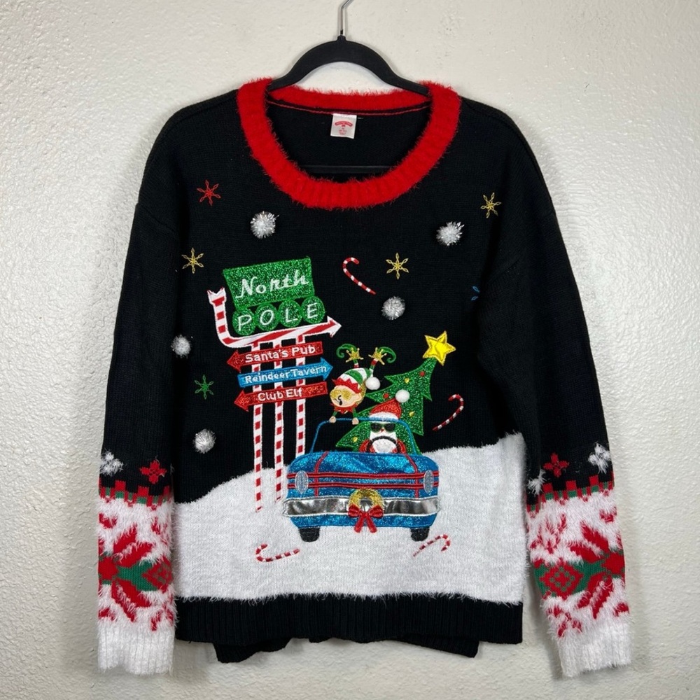 Holiday Time Black and Red Christmas Sweater